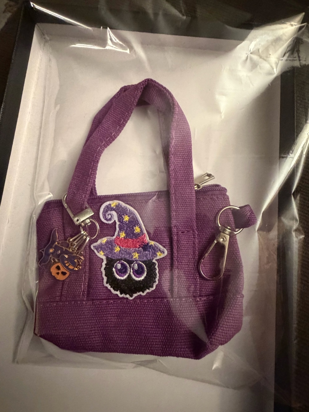 Halloween Mini Tote Bag with charms & embroidered patch